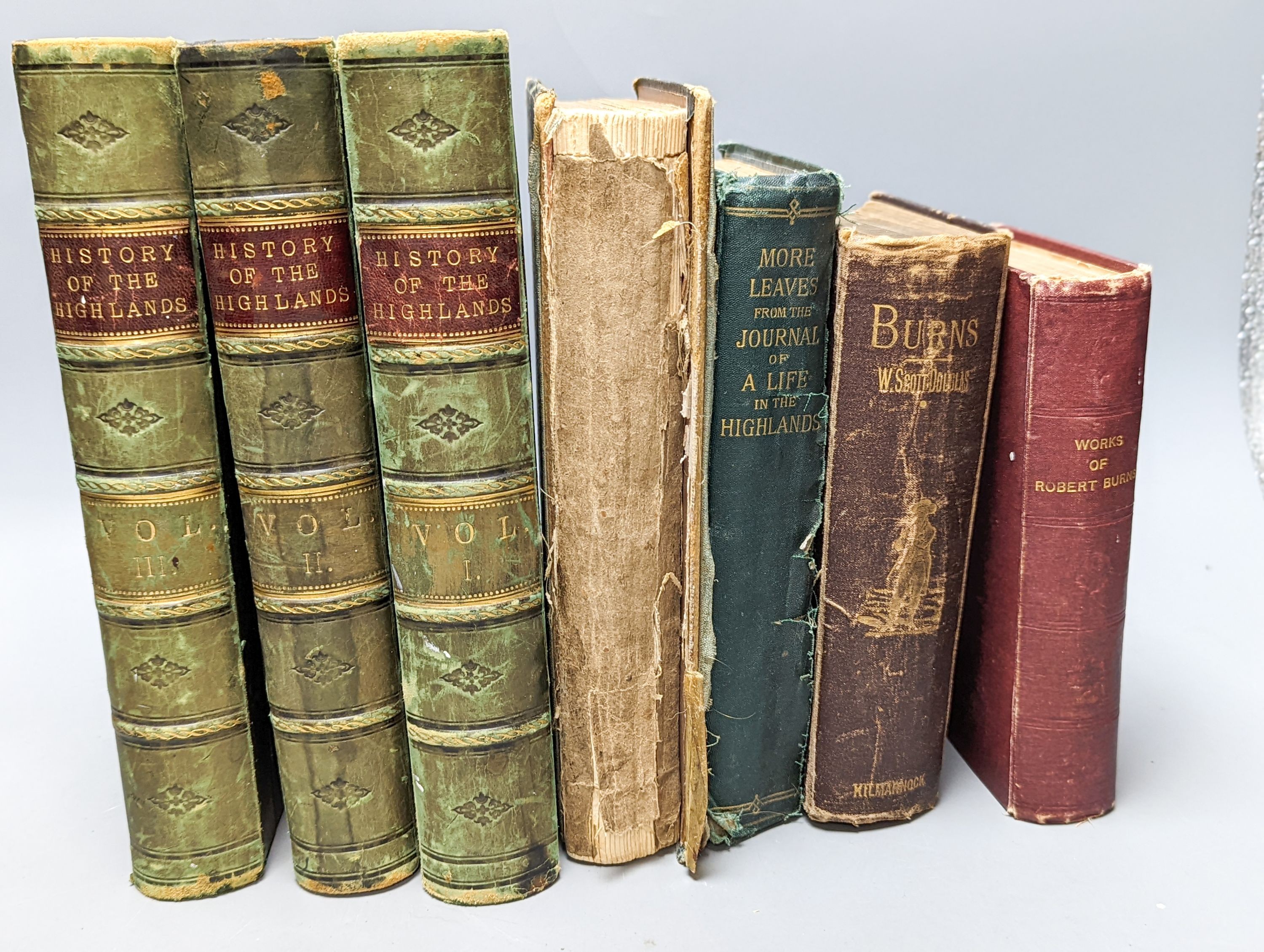 Browne, James - The History of the Highlands and of the Highland Clans, 3 vols (of 4), 4to, half calf, A. Fullerton & Co., Edinburgh, [1858-60]; [Queen Victoria] - More leaves from the Journal of Life in the Highlands, 8